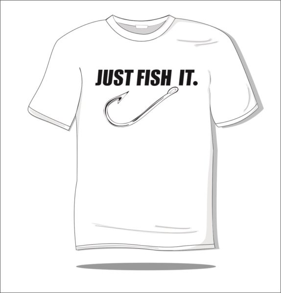 Koszulka z nadrukiem Just Fish It.