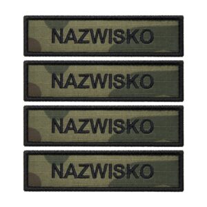 Plakietka Imiennik na Rzep PL Woodland US-21 - Czarny Haft 4szt.