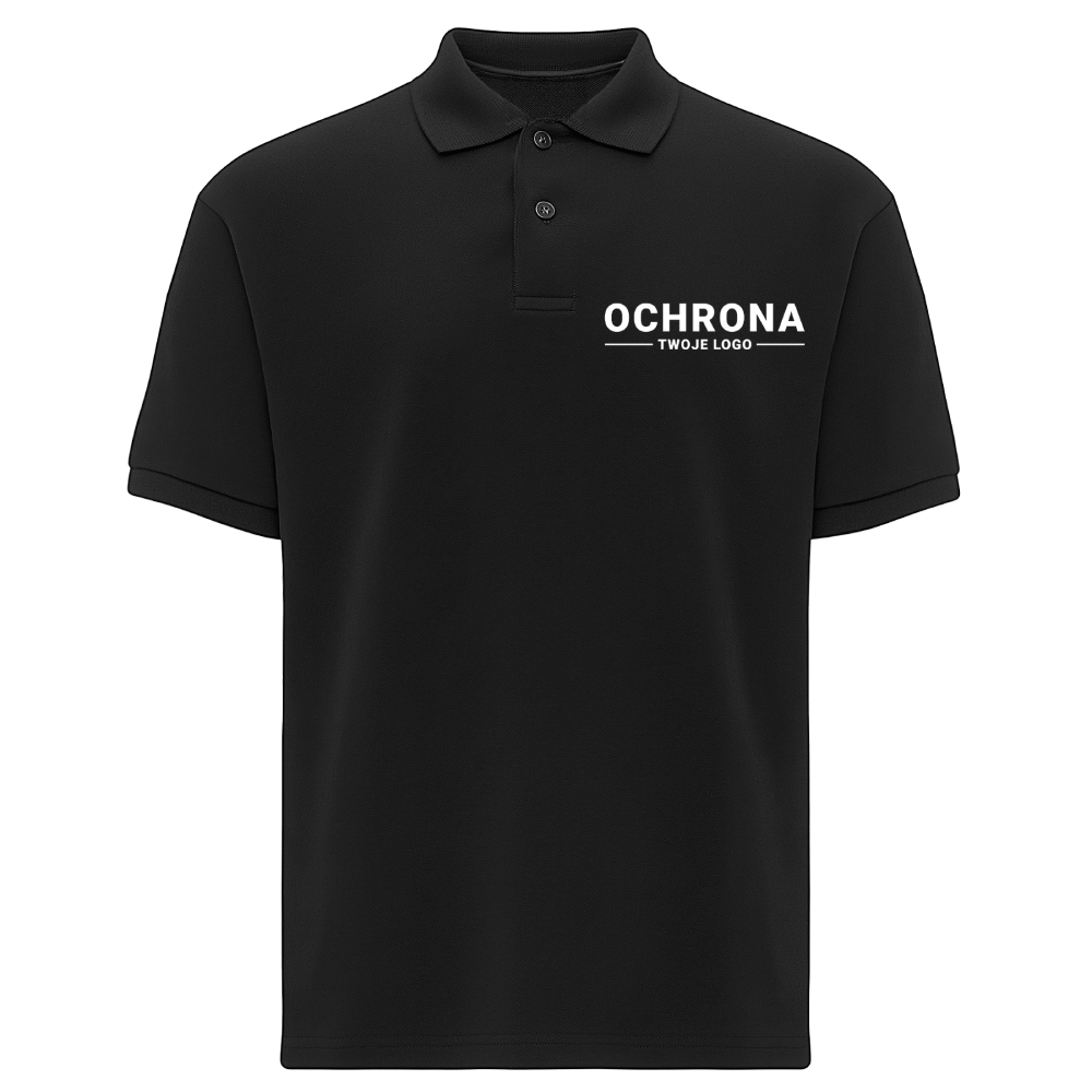 Koszulka Polo Ochrona - Biały Napis Personalizowana 2 Koszulka Polo Ochrona - Biały Napis Personalizowana
